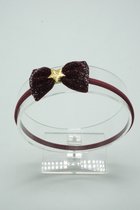 Kerst nylon haarband met strik - Kleur Bordeaux Rood - Haarstrik – Kerst strik - Glitter haarstrik – Haarstrik met ster  - Bows and Flowers