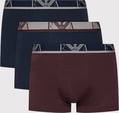 Emporio Armani stretch eagle trunk 3P blauw & rood - Maat XXL