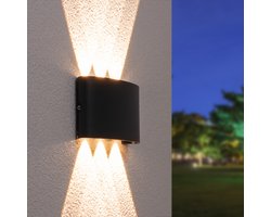 HOFTRONIC Tulsa - LED Wandlamp - Up and Down Light (2 Lichts) - Mat Zwart - Dimbaar - 3000K Warm wit - IP54 Waterdicht - Geschikt als wandlamp buiten, wandlamp badkamer en wandlamp binnen - 30.000 branduren - 3 jaar garantie