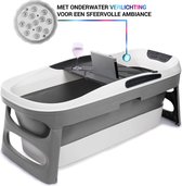 HelloBath® Opvouwbaar bad Antraciet - 140 CM lang - Zitbad voor volwassenen - Inklapbaar Bad - Bath Bucket - Model: Oliver - Incl. Badlamp en Afvoerslang tot 3 meter.