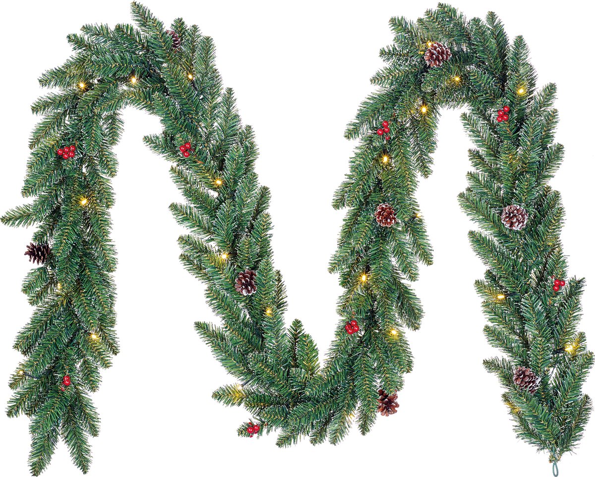 Black Box Trees Creston Garland with Decoration and Lighting - L270 cm - Green