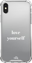Spiegel hoesje geschikt voor iPhone X / Xs hoesje - Love Yourself - Mirror Case - Hoesje met spiegel geschikt voor iPhone X / Xs hoesje - Spiegel shockproof case geschikt voor iPho
