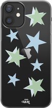 xoxo Wildhearts case voor iPhone 12 - Green Stars - xoxo Wildhearts Transparant Case