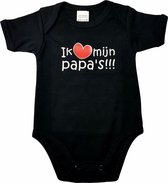 Zwarte romper met "Ik hou van mijn papa's" - maat 68 - vaderdag, cadeautje, kraamcadeau, grappig, geschenk, baby, tekst, bodieke