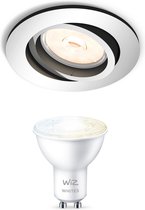 Philips Donegal Inbouwspot met WiZ GU10 Lamp - Warm-Wit tot Koel-Wit Licht - LED - Dimbaar - Spotjes Inbouw - 1 Lichtpunt - Lichtgrijs