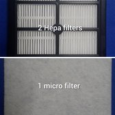 Philips, Electrolux, AEG, Clario, Excellio, Oxygen, 2x H12 hepa filter en 1x micro filter