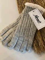 Gebreide winterhandschoenen -  Gestreepte wanten - Gloves - Grijs - Eén maat