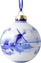 Heinen Delfts Blauw | Kerstbal Molen | 2 stuks | Delfts Blauw | Souvenir | Holland