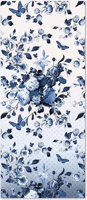 Heinen Delfts Blauw | Chiffon sjaal | Bloemen met vlinders | Delfts Blauw |  Souvenir |... | bol.com
