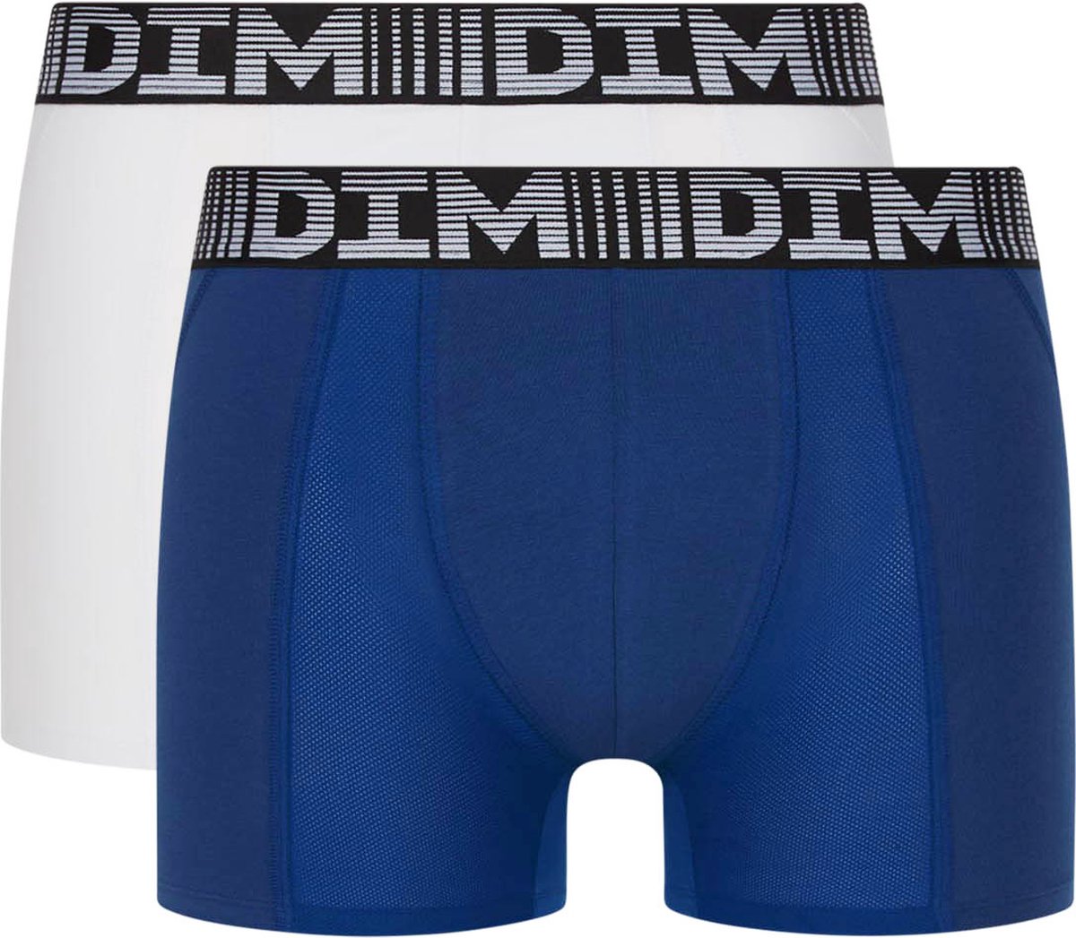 DIM 3D Flex Air Heren Boxershort-2-Pack-Blauw/Wit-Maat M - Katoen - Elastaan - Polyamide - Aansluitend - Mannen - Elastische band - Effen