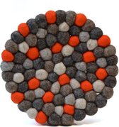 Floz onderzetter vilt - pannenonderzetter - onderzetter voor plantenpot - oranje grijs zwart - 21 cm - fairtrade