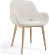 Kave Home - Chaise Konna en molleton blanc avec pieds en placage de frêne finition naturelle