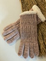 Gebreide winterhandschoenen -  Gestreepte wanten - Gloves - Roze - Eén maat
