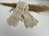 Gebreide handschoenen - wanten - Winter Gloves - Beige - Eén maat