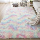 Vitafa Zacht Fluffy Vloerkleed - Hoogpolig Tapijt - Tapijten Kinderkamer - Pluche - Wasbaar - 160x200cm - Regenboog