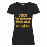 Nieuwjaar shirt voor dames goede voornemens meer wijn drinken-Oud en Nieuw t-shirt-Maat Xxl