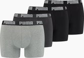 Puma Basic Boxershort 4-Pack Zwart/Grijs Heren - Maat L