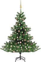 Huis en Tuin Depot Kunstkerstboom Nordmann Met Led'S En Kerstballen 210 Cm Groen