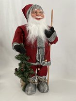 Kerstman Pop 60cm Grijs/Rood Decoratie Cadeau Kerst