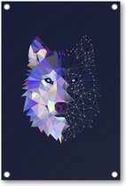 Abstracte Wolf - Tuinposter 60x90 - Wanddecoratie - Minimalist - Dieren