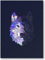 Abstracte Wolf - 30x40 Forex Staand - Minimalist - Dieren