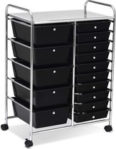 15 Lade rollend opbergkar opbergwagen utility cart gereedschap plakboek kantoor school organisator, 62,5 x 37 x 87cm