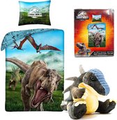 Dekbedovertrek Dino - Jurassic World - Dekbed Kinderen - 1persoons - 140x200 cm - incl. Pluche Dino Stegosaurus