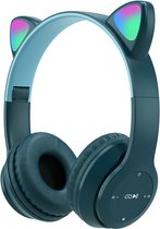 LBEC® Draadloze koptelefoon | Met Led Kat Oortjes | Kindercadeau cat ears | Headset | Bluetooth Koptelefoon | Deep blue