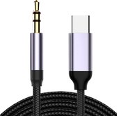 Qost USB C Naar 3.5mm Headphone Jack - Audio Aux Kabel - USB C naar naar Audio Auto Kabel - 1 Meter - Zwart