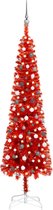 Huis en Tuin Depot Kerstboom Met Led'S En Kerstballen Smal 240 Cm Rood