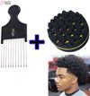 Afro kam met Haar Spons set - Afro haar verzorging - Afro haar style - Afro Hair Sponge - Afro comb set