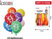 IDEGOS Ballonnen set - 16 stuks - Ballonnen - Ronde Ballonnen - Feestversiering decoratie - Kinderfeestje - Verjaardag - Cijfer 9