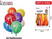 IDEGOS Ballonnen set - 16 stuks - Ballonnen - Ronde Ballonnen - Feestversiering decoratie - Kinderfeestje - Verjaardag - Cijfer 7