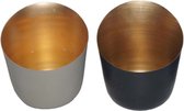 Oneiro's  Luxe Waxinelichthouder  TEALIGHT 2 colours Assorted - ø D14 H15cm - kaarsenhouders - kaarsenhouder - waxinehouder - decoratie – woonaccessoires – theelichthouder – zwart – goud – zilver