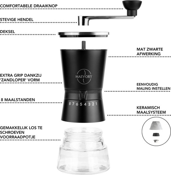 Maevory French Press en Handmatige Koffiemolen set Koffie cadeaupakket Koffie...
