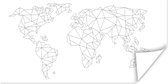 Wereldkaarten - Wereldkaart - Lijn - Zwart - Wit - 160x80 cm