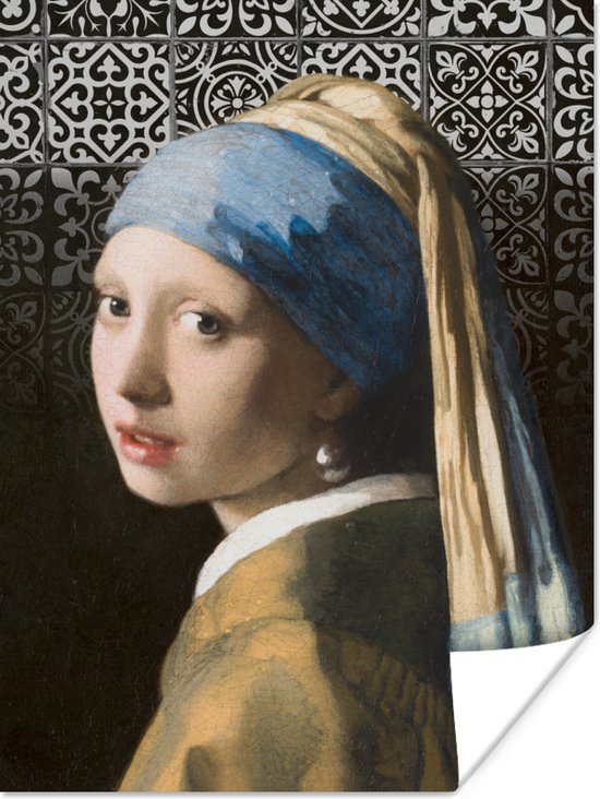 Poster Meisje met de parel - Johannes Vermeer - Patronen - 60x80 cm