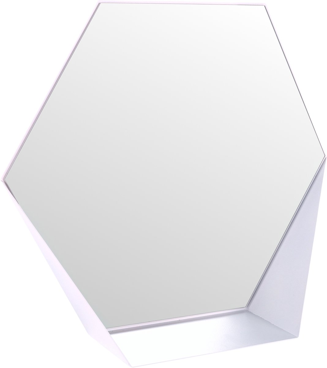 Gorillz Hive Wandspiegel met Plank - Hexagon Spiegel Hangend - 60 x 52 cm - Metaal Wit