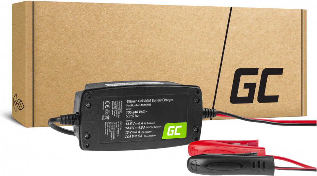 Green Cell 6A 72W Oplader voor 12V batterijen met LED-status display
