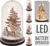 Kersttafereel LED in Stolp - Houten Sneeuwbol met Dieren - 11x7 cm - Assorti