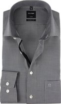 OLYMP Luxor modern fit overhemd - mouwlengte 7 - zwart met wit mini dessin (contrast) - Strijkvrij - Boordmaat: 45