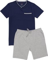 La-V shortama heren met V hals Donkerblauw L (Valt klein)