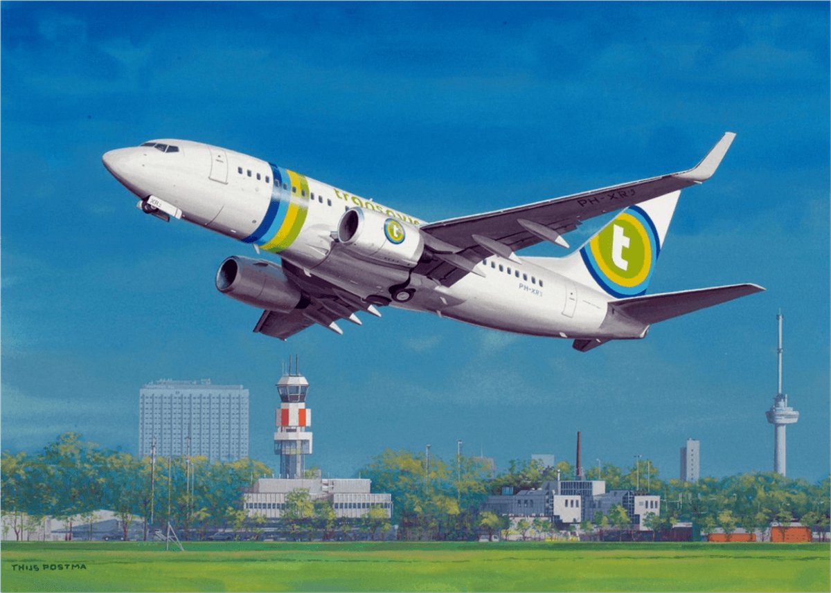 Thijs Postma - TP Aviation Art - Poster - Boeing 737-700 Transavia Rotterdam - 50x70cm