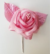 2X Corsage/decoratie roos oud roze - corsage - decoratie - kunstbloem - oud roze