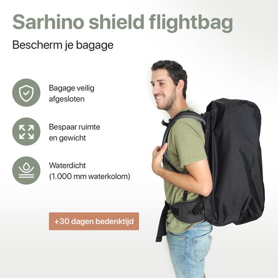 Sarhino Shield Premium flightbag en regenhoes voor backpacks - L 80-100l - zwart - flightbags