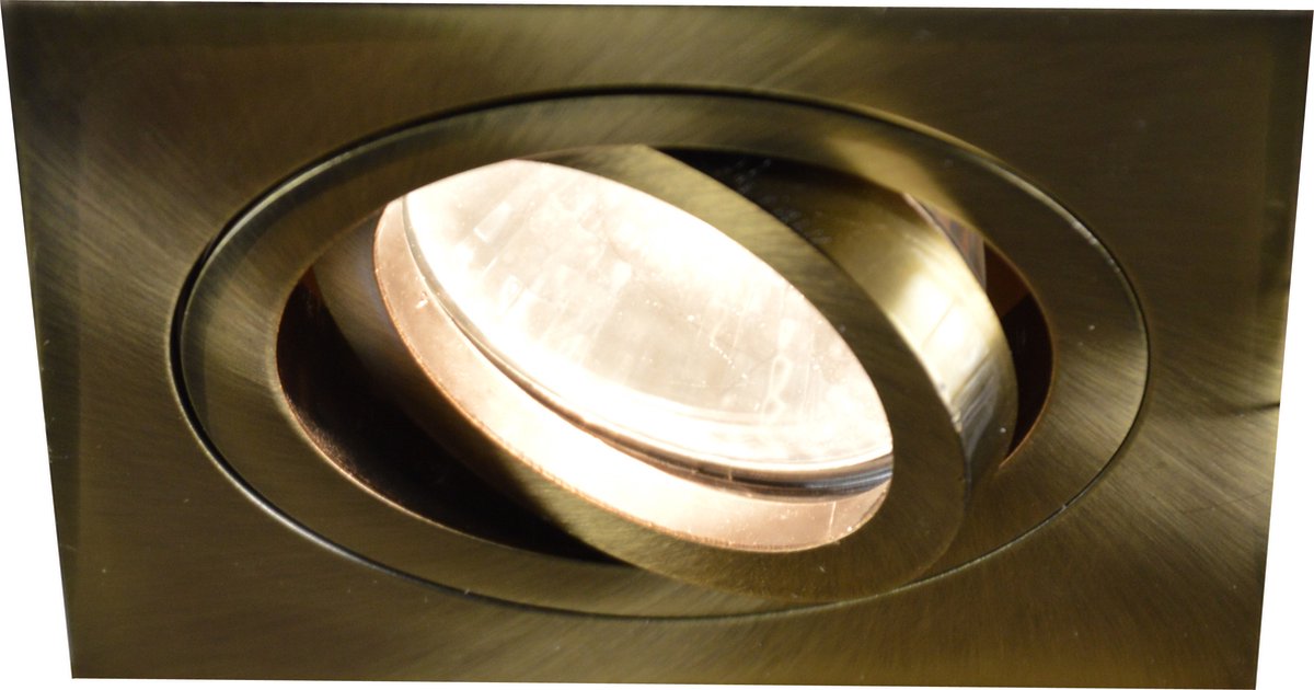 Linux LED spot, vierkant model met bronskleurige afwerking, GU10 5W LED-lamp inbegrepen.