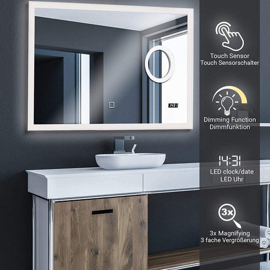Miadomodo Smart Mirror - Smart Mirror - Miroir de salle de bain - Bluetooth  -... | bol.com