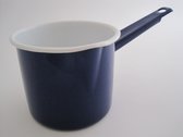 Emaille steelpan met schenktuitje - Ø 12 cm - 1 liter - donkerblauw