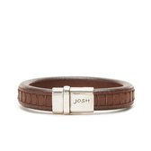 Josh Heren Armband Leer;Metaal  -  BruinZilverkleurig