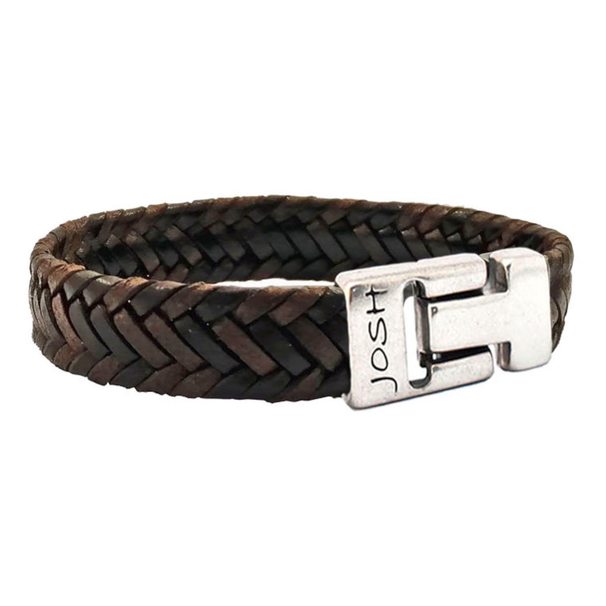 Josh Heren Armband Leer;Metaal - BruinZilverkleurig